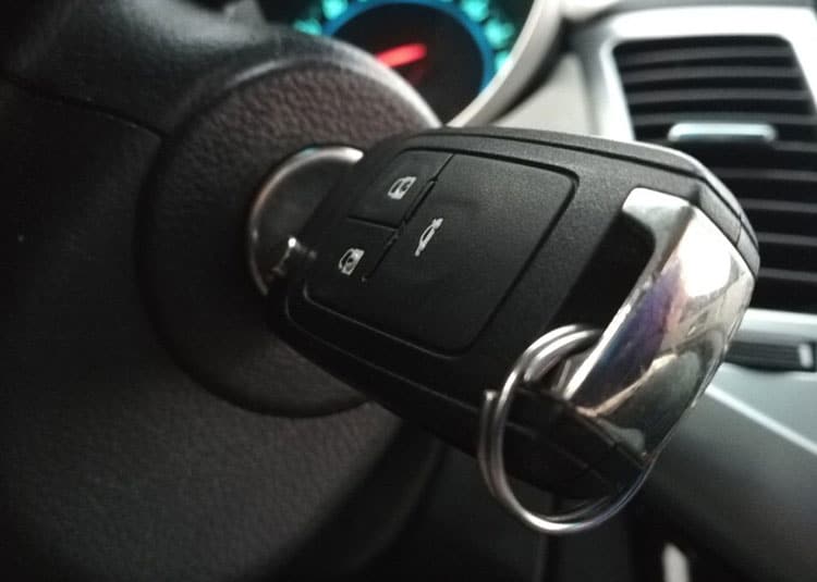 Close-up Remote Control Car Key While Engine Starting — Expert Trade Services in Burleigh Heads, QLD