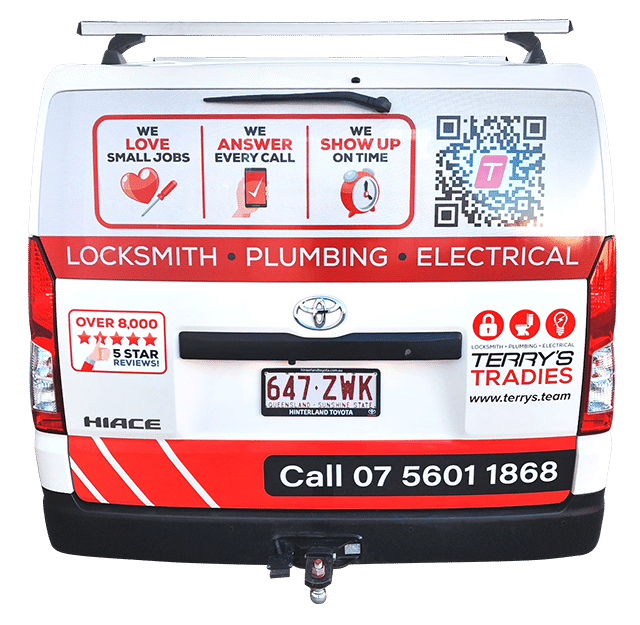 Terry's Tradies Work Van Back View — Expert Trade Services in Burleigh Heads, QLD